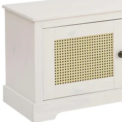 Wohnen Rattanmöbel*Weißes TV Board 2-türig mit Geflecht - Isvair