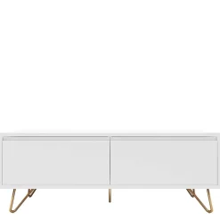 Wohnen Weißes TV Lowboard mit Klappe & Schublade - Marmore