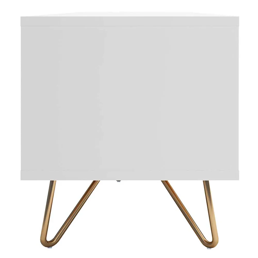 Wohnen Weißes TV Lowboard mit Klappe & Schublade - Marmore