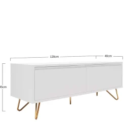 Wohnen Weißes TV Lowboard mit Klappe & Schublade - Marmore