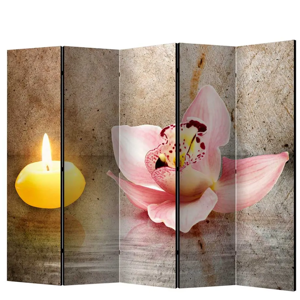 Wohnen Wellness Motiv Paravent Orchidee & Kerze - London