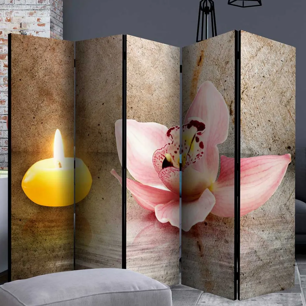 Wohnen Wellness Motiv Paravent Orchidee & Kerze - London