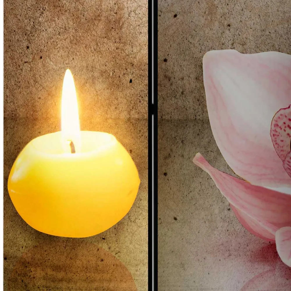 Wohnen Wellness Motiv Paravent Orchidee & Kerze - London