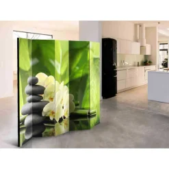 Wohnen Wohnzimmer-Regale|Asiatische Möbel*Wellness Zen Foto Paravent mit Orchideen - Onias