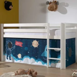 Wohnen Kinderbetten|Kindermöbel*Weltall Spielbett Hochbett in Weiß - Obbo