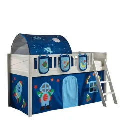 Kinder Wohnen Weltall Spielbett Hochbett in Weiß - Solcian