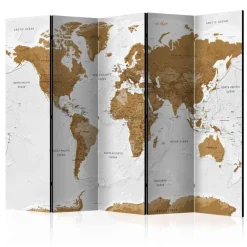 Wohnen Paravents*Weltkarte Motiv-Paravent in Weiß & Braun - Klever
