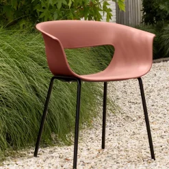 Wohnen Wohnzimmerstühle|Korbmöbel*Wetterfeste Armlehnenstühle in Altrosa - Zandravo (2er Set)