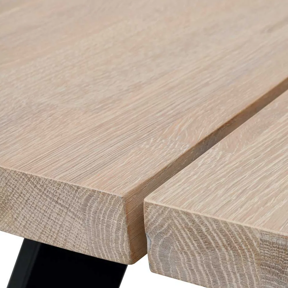 Wohnen Küchen-Essgruppen|Essgruppen*White Wash Eiche Tisch mit 4 Stühlen - Pulva (fünfteilig)