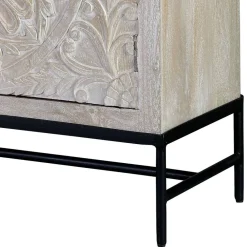 Wohnen White Wash Sideboard mit Mandala Schnitzerei - Bonany