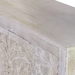 Wohnen White Wash Sideboard mit Mandala Schnitzerei - Bonany