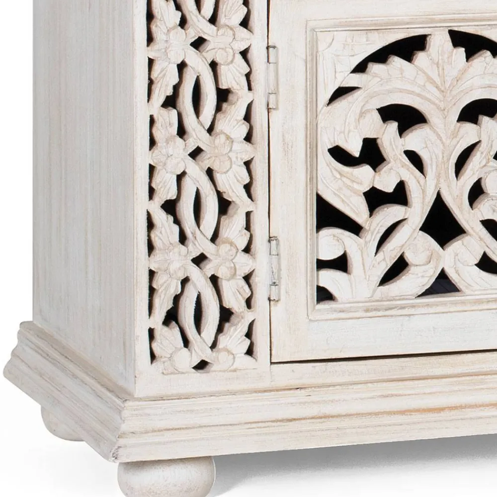 Wohnen White Wash TV Lowboard - dekoratives Design - Snake