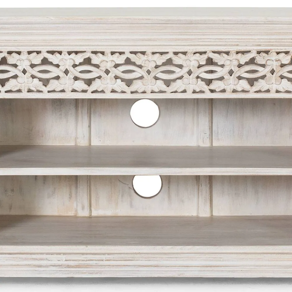 Wohnen White Wash TV Lowboard - dekoratives Design - Snake