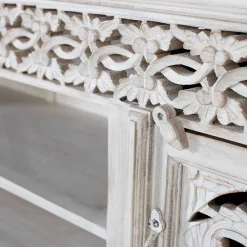 Wohnen White Wash TV Lowboard - dekoratives Design - Snake