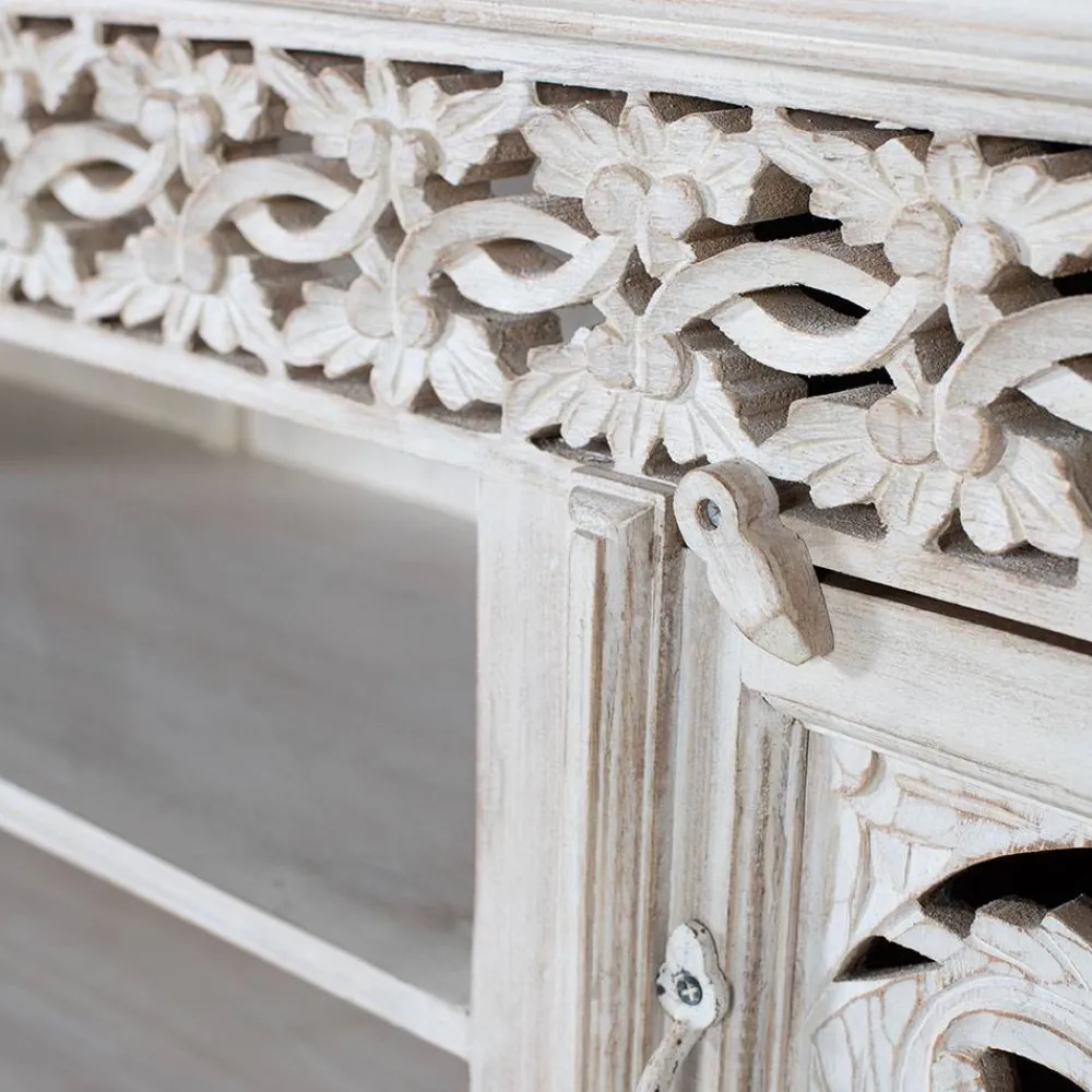 Wohnen White Wash TV Lowboard - dekoratives Design - Snake