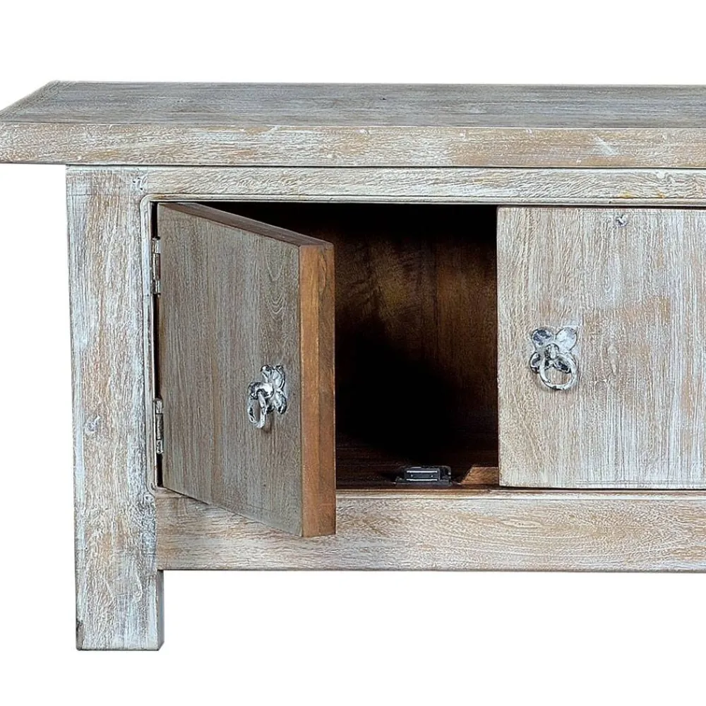 Wohnen White Wash TV Lowboard - Shabby Chic - Catlony