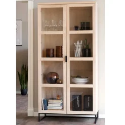 Wohnen Esszimmer-Vitrinen*White Wash Vitrinenschrank modern - Myras