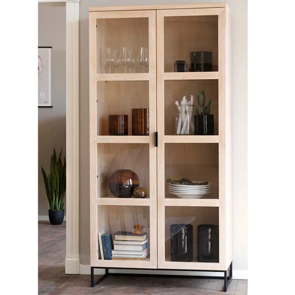 Wohnen Esszimmer-Vitrinen*White Wash Vitrinenschrank modern - Myras