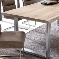 Wohnen White Wash Wildeiche Tisch mit Baumkante - Botanios