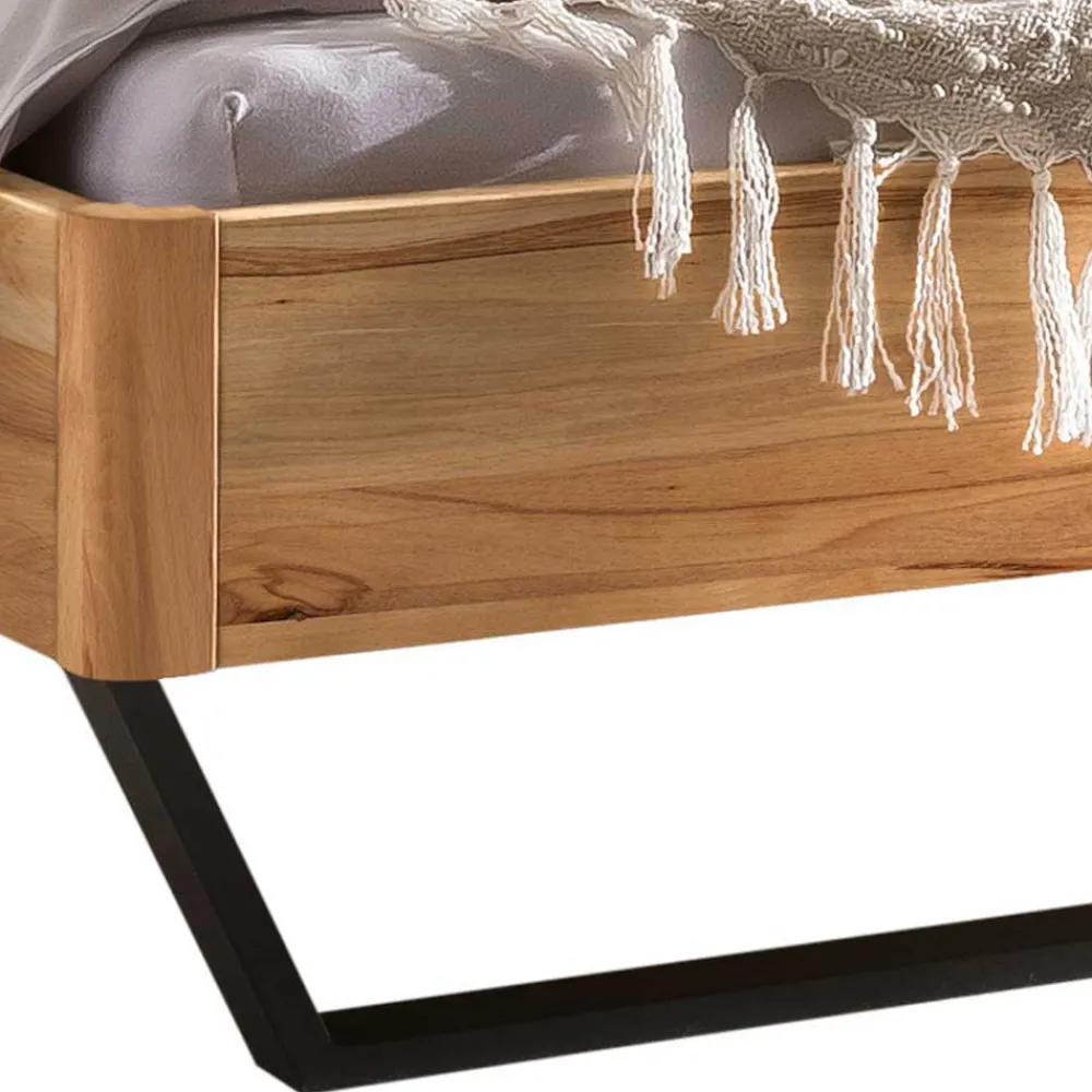 Wohnen Wildbuche Bett mit Metallkufen in Anthrazit - Plestna