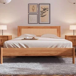 Wohnen Wildbuche Bett mit Wiener Geflecht Kopfteil - Indrya