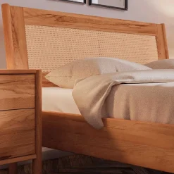 Wohnen Wildbuche Bett mit Wiener Geflecht Kopfteil - Indrya