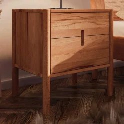 Wohnen Wildbuche Bett mit Wiener Geflecht Kopfteil - Indrya