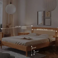 Wohnen Wildbuche Bett mit Wiener Geflecht Kopfteil - Indrya