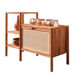 Wohnen Wildbuche Regal mit Klappfach Wiener Geflecht - Indrya