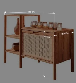 Wohnen Wildbuche Regal mit Klappfach Wiener Geflecht - Indrya