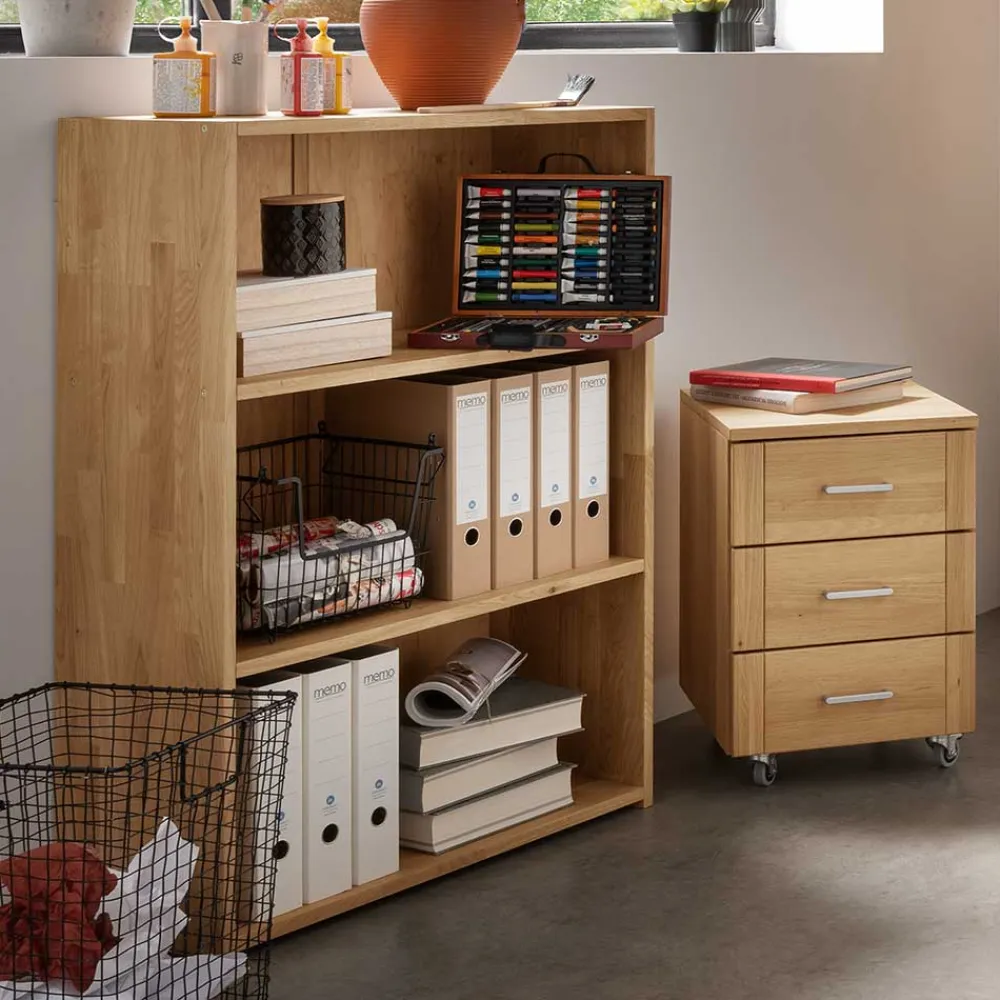 Wohnen Wildeiche Aktenregal aus Massivholz - Rosenna