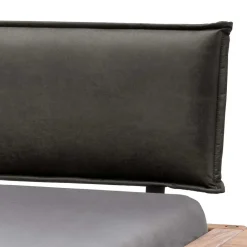 Wohnen Naturholzmöbel|Betten*Wildeiche Balkenbett mit Leder-Kopfteil - Reneva