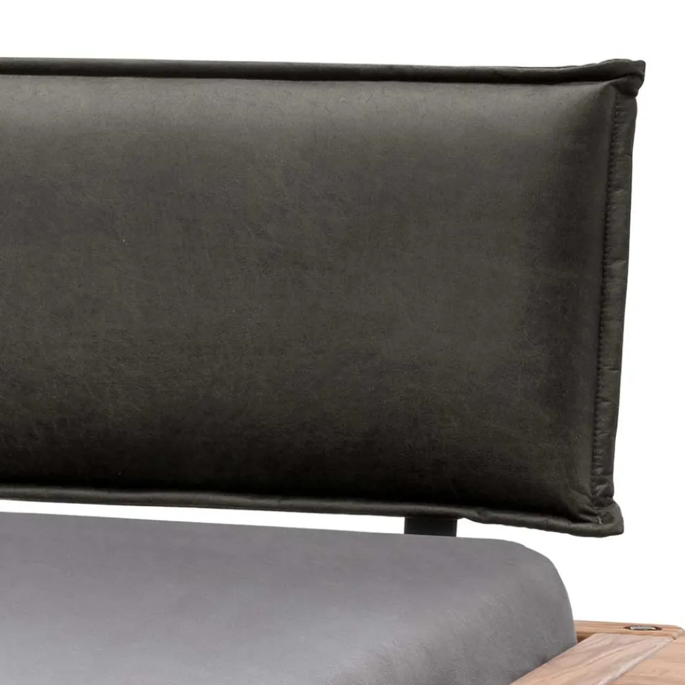 Wohnen Naturholzmöbel|Betten*Wildeiche Balkenbett mit Leder-Kopfteil - Reneva