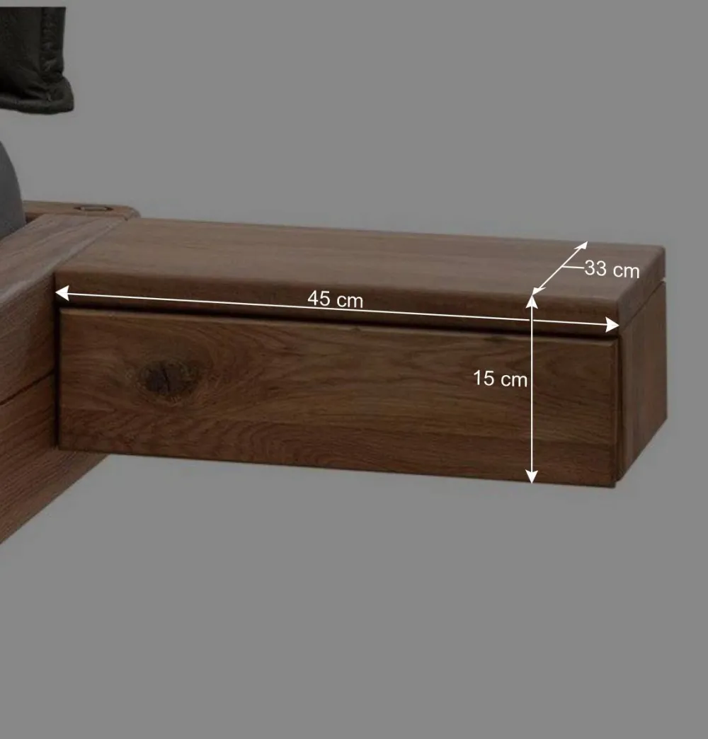 Wohnen Naturholzmöbel|Betten*Wildeiche Balkenbett mit Leder-Kopfteil - Reneva