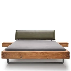 Wohnen Naturholzmöbel|Betten*Wildeiche Balkenbett mit Leder-Kopfteil - Abrahams