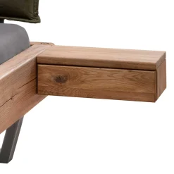 Wohnen Naturholzmöbel|Betten*Wildeiche Balkenbett mit Leder-Kopfteil - Abrahams