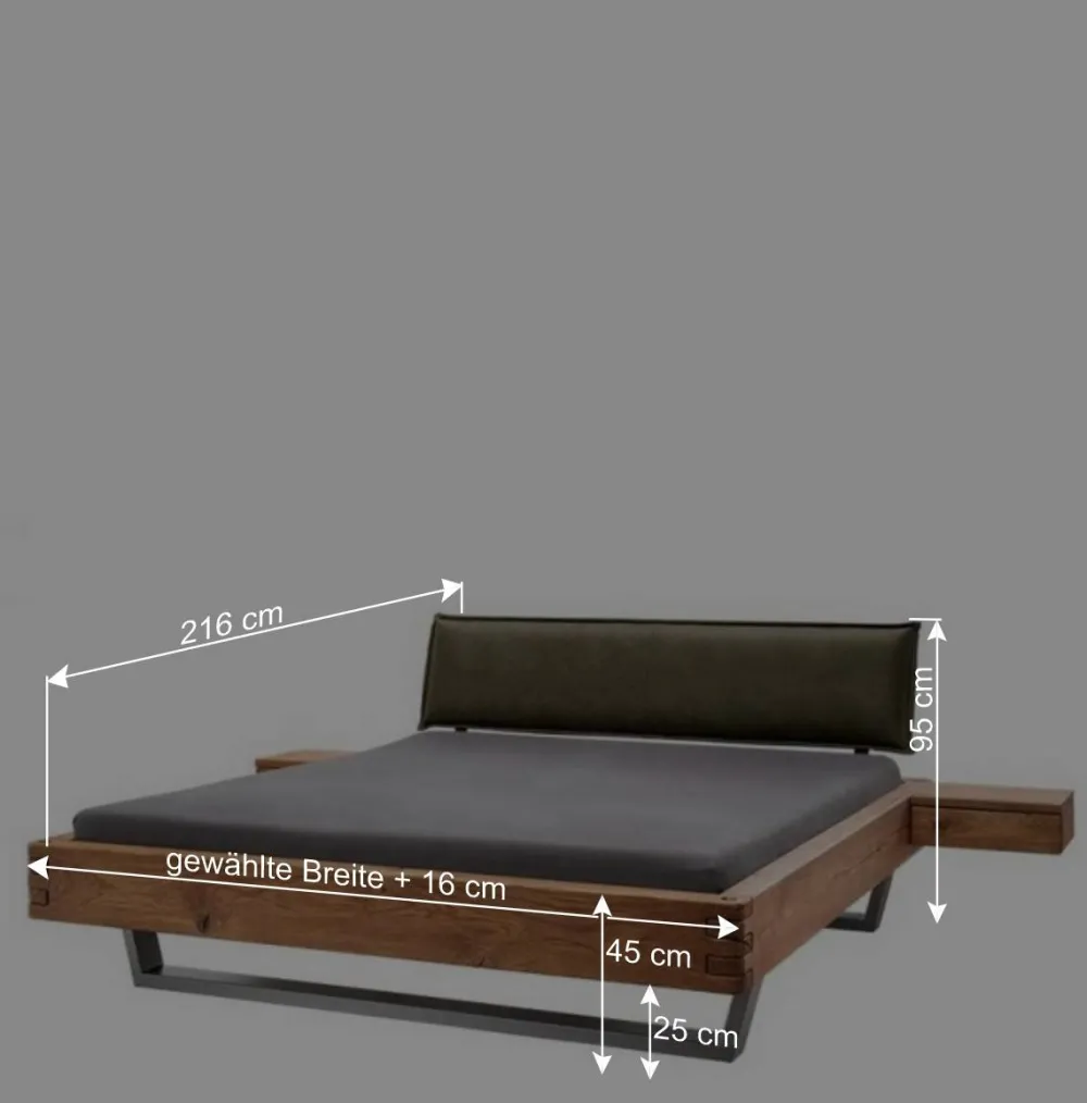 Wohnen Naturholzmöbel|Betten*Wildeiche Balkenbett mit Leder-Kopfteil - Abrahams