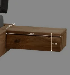 Wohnen Naturholzmöbel|Betten*Wildeiche Balkenbett mit Leder-Kopfteil - Abrahams