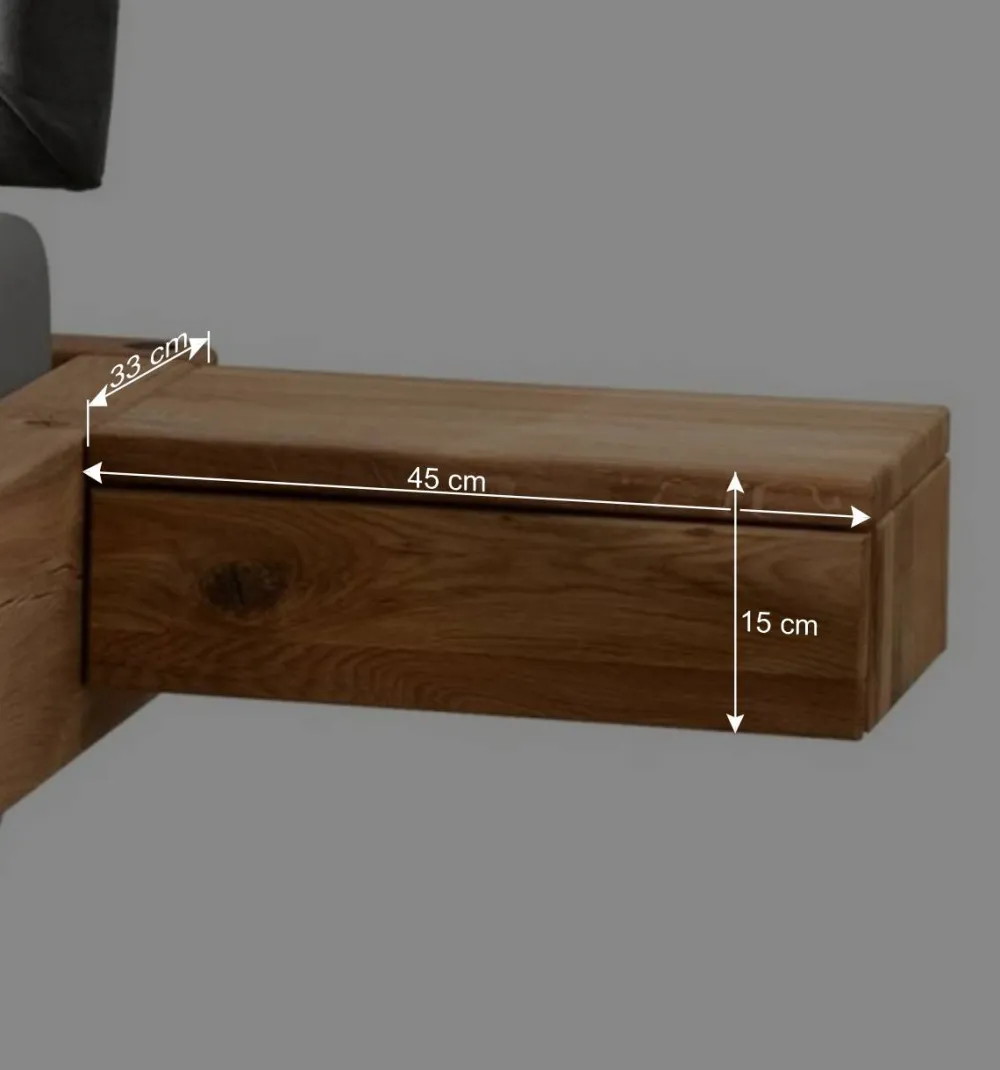 Wohnen Naturholzmöbel|Betten*Wildeiche Balkenbett mit Leder-Kopfteil - Abrahams