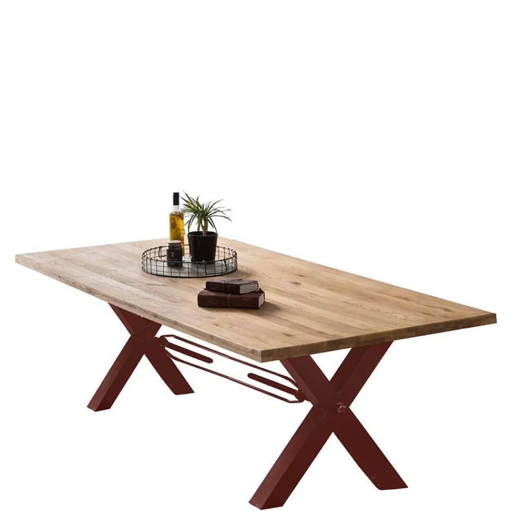 Wohnen Braune Möbel|Küchentische*Wildeiche Baumkantentisch mit X Füßen - Vlacondra