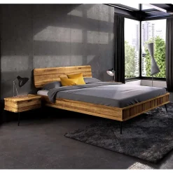 Wohnen Wildeiche Bett mit Holzkopfteil - Casarius