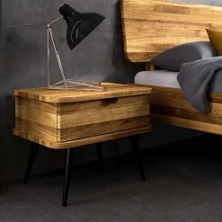 Wohnen Wildeiche Bett mit Holzkopfteil - Casarius