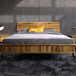 Wohnen Wildeiche Bett mit Holzkopfteil - Casarius