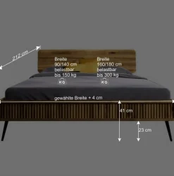 Wohnen Wildeiche Bett mit Holzkopfteil - Casarius