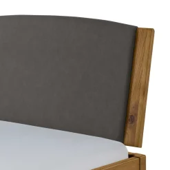 Wohnen Naturholzmöbel|Betten*Wildeiche Bett mit Kopfteilpolstern in Grau - Luxuria