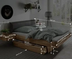 Wohnen Betten|Betten*Wildeiche Bett mit Schubkasten Set - Zennian (dreiteilig)