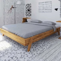 Wohnen Naturholzmöbel|Retro Möbel*Wildeiche Bettgestell ohne Kopfteil in 210 cm - Hardus