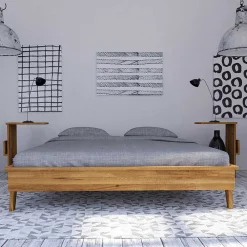 Wohnen Naturholzmöbel|Retro Möbel*Wildeiche Bettgestell ohne Kopfteil in 210 cm - Hardus