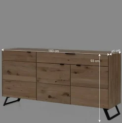 Wohnen Sideboards & Kommoden|Wohnzimmerschränke*Wildeiche Design Sideboard in Bianco - Vardriva