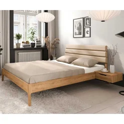 Wohnen Jugendbetten*Wildeiche Designbett mit Nachtkonsolen - Dominus (dreiteilig)